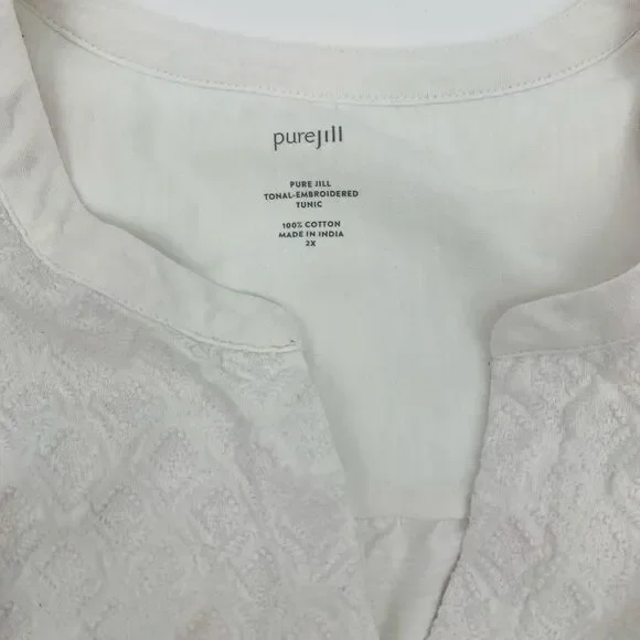 J. Jill | tonal embroidered White Sleeveless Top | 2x - Picture 3 of 7